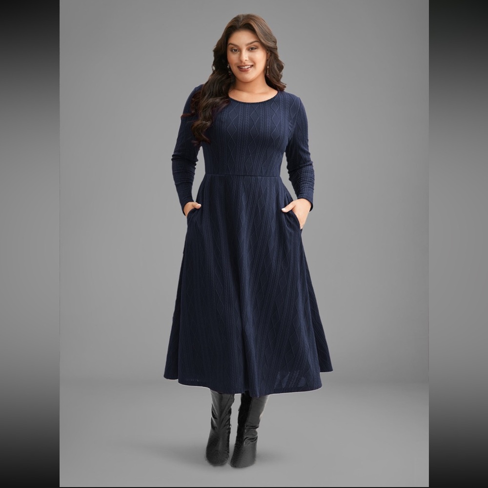 BloomChic Textured Knit NavyBlue Dress size 1X (14-16)